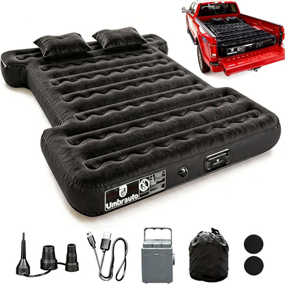 Umbrauto Built-in Pump Air Mattress for 6-6.5ft Truck Bed, Inflatable Full-Size Pickup Airbed for Ford F150/250/350, Chevy Silverado, GMC Sierra, Dodge Ram, Toyota Tundra, Nissan Titan Outdoor Camping