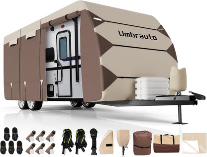 Housse de caravane et de camping-car Umbrauto en tissu Oxford 300D, imperméable et pare-neige, coupe-vent et indéchirable, convient aussi aux remorques porte-jouets