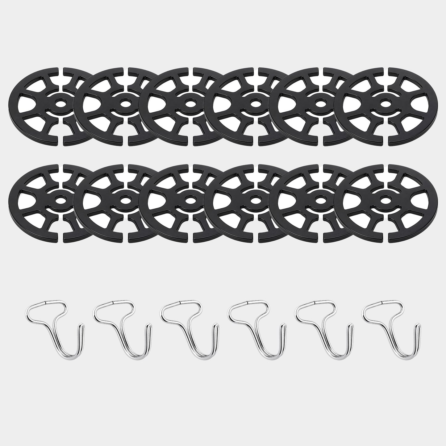 18Pcs Car Seat Cover Hooks Set, Black | 12Pcs Plastic Chucks, 6Pcs Metal Hooks, Plum Plate Locking Clip Fixed Fastener Buckle