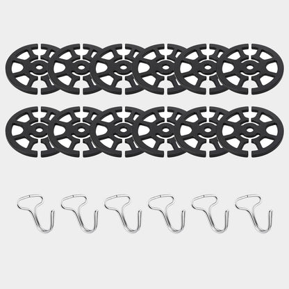 18Pcs Car Seat Cover Hooks Set, Black | 12Pcs Plastic Chucks, 6Pcs Metal Hooks, Plum Plate Locking Clip Fixed Fastener Buckle