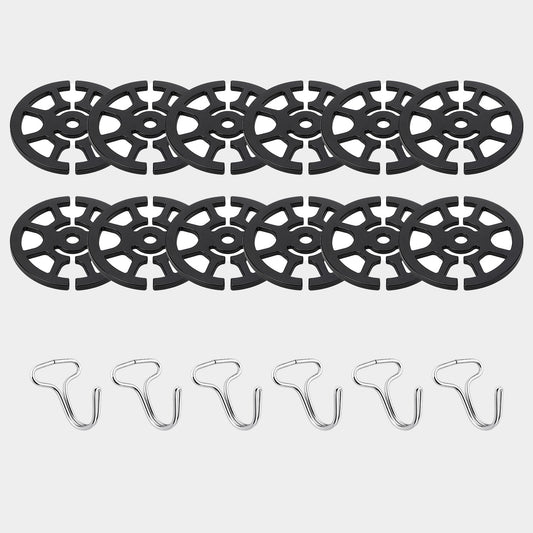 12Pcs Car Seat Cover Hooks Set, Black | 12Pcs Plastic Chucks, 6Pcs Metal Hooks, Plum Plate Locking Clip Fixed Fastener Buckle