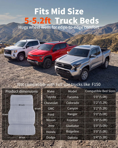 Umbrauto Truck Bed Mattress for 5'-5.2'ft, Tocama Mid-Size Truck Mattress