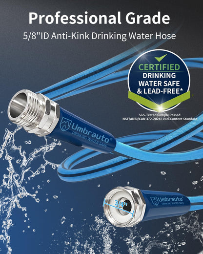 RV Drinking Water Hose, 5/8 Inch Potable Fresh Water Hose Premium Anti-Kink Design, BPA-Free & Leak-Free, Safe Drinking Water Hose for RV Camper Marine Garden