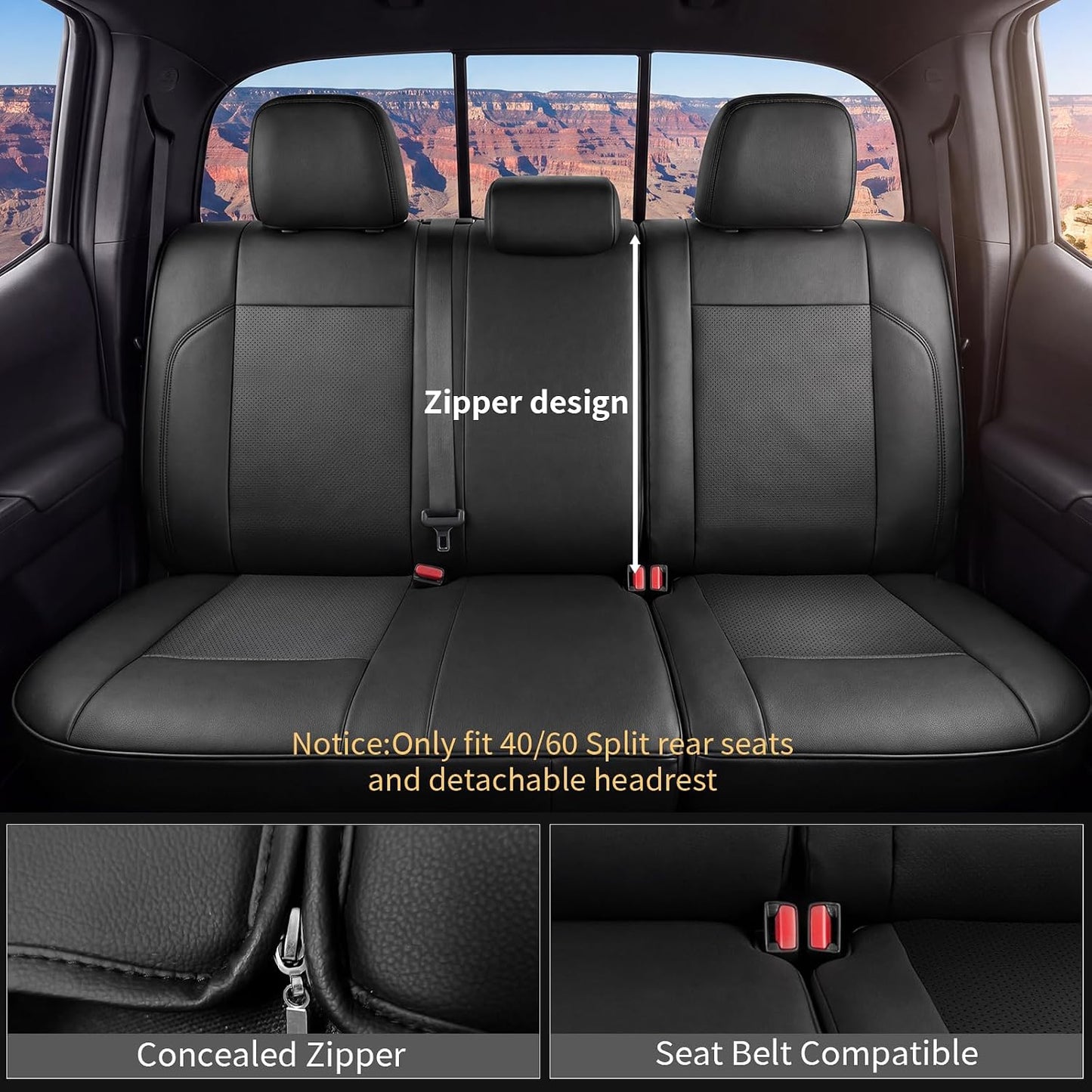 Umbrauto Seat Covers for Toyota Tacoma 2016-2023 Double & Crew Cab,Nappa Leather, 3D Laser-Scan Custom Fit, Waterproof, Easy-Clean, Full Coverage, Airbag Compatible, Pet & Scratch Protection