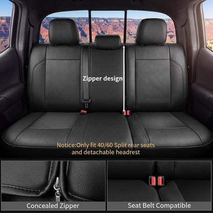 Umbrauto Seat Covers for Toyota Tacoma 2016-2023 Double & Crew Cab,Nappa Leather, 3D Laser-Scan Custom Fit, Waterproof, Easy-Clean, Full Coverage, Airbag Compatible, Pet & Scratch Protection
