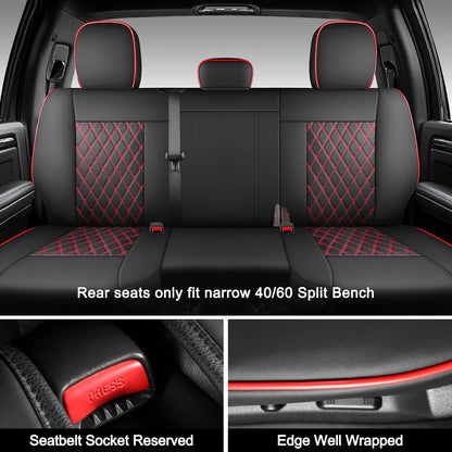 Umbrauto Seat Covers for Silverado/Sierra| Waterproof Leather Pickup Truck Custom Seatcovers Full Set for Chevy Silverado GMC Sierra 2014-2018 1500, 2015-2019 2500HD 3500HD Crew Double Extended Cab