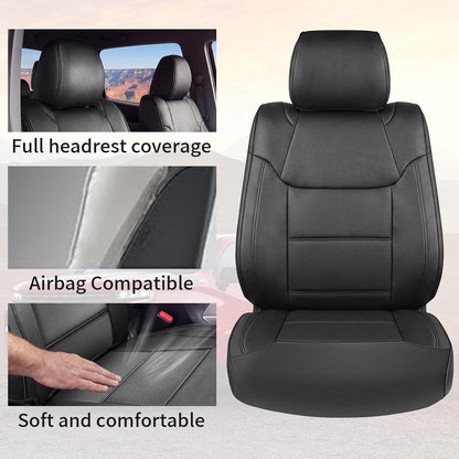 Truck Seat Covers for Toyota Tundra CrewMax Full Set Nappa Leather, 3D Laser-Scan Custom Fit, Waterproof, Easy-Clean, Full Coverage, Airbag Compatible, Pet&Scratch Protection