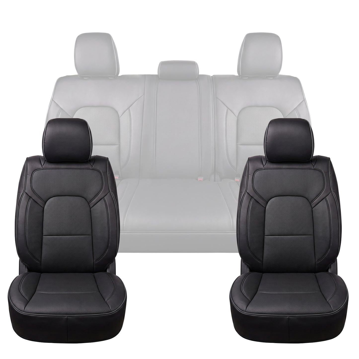 Umbrauto Car Seat Covers for Dodge RAM, Premium Nappa Waterproof Leather Seat Cushion Fits 2009-2026 RAM 1500/2500/3500 Crew Quad Mega Cab with Flat Bench,Full Set, Black