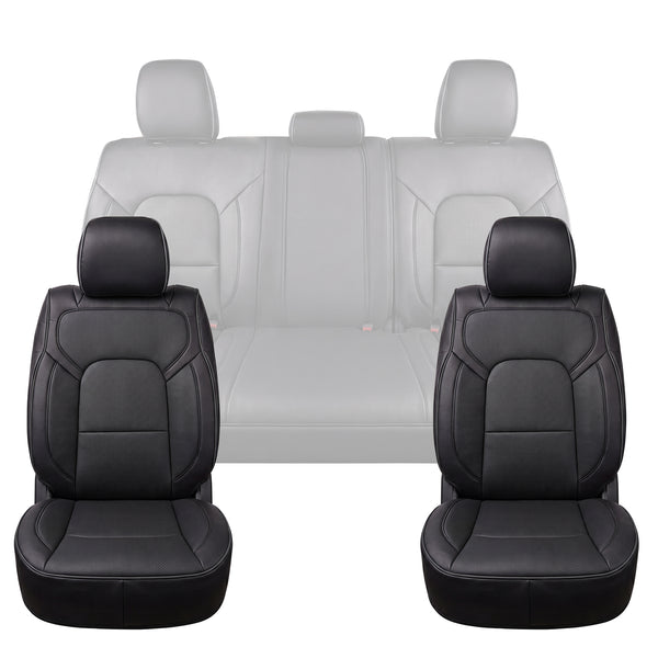 Umbrauto Car Seat Covers for Dodge RAM, Premium Nappa Waterproof Leather Seat Cushion Fits 2009-2026 RAM 1500/2500/3500 Crew Quad Mega Cab with Curved Bench,Full Set, Black