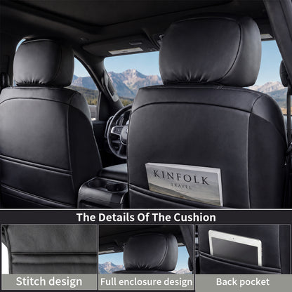 Umbrauto Car Seat Covers for Dodge RAM, Premium Nappa Waterproof Leather Seat Cushion Fits 2009-2026 RAM 1500/2500/3500 Crew Quad Mega Cab with Flat Bench,Full Set, Black