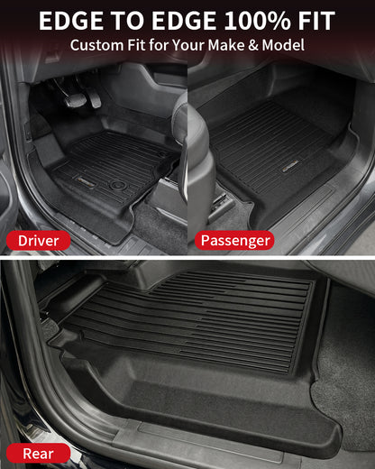 Umbrauto Floor Mats for Chevy Silverado/GMC Sierra Crew Cab 1500 (2019–2026), 2500/3500HD (2020–2026), All Weather TPE Custom Truck Floor Liners Fit Carpet Floor, with Rear Under-Seat Storage