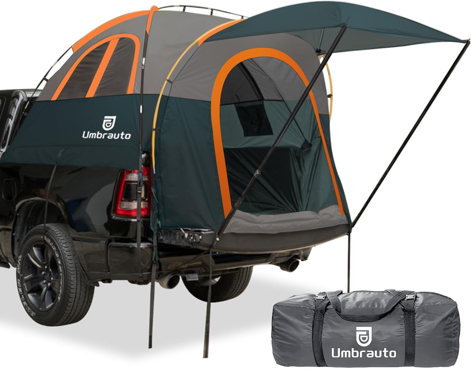 awning tent for camper Umbrauto Truck Bed Tent with Awning,Fits 6.4-6.7 ft Truck Beds | PU3000mm Waterproof Pickup Tent, Yellow
