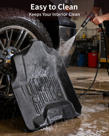 Umbrauto Custom Fit Floor Mats for Chevy Silverado/GMC Sierra Double Cab 1500 2014-2018, 2500HD/3500HD 2015-2019, All Weather TPE Truck Floor Liners for Carpet Floor, Front&Rear Row, Footwell Coverage