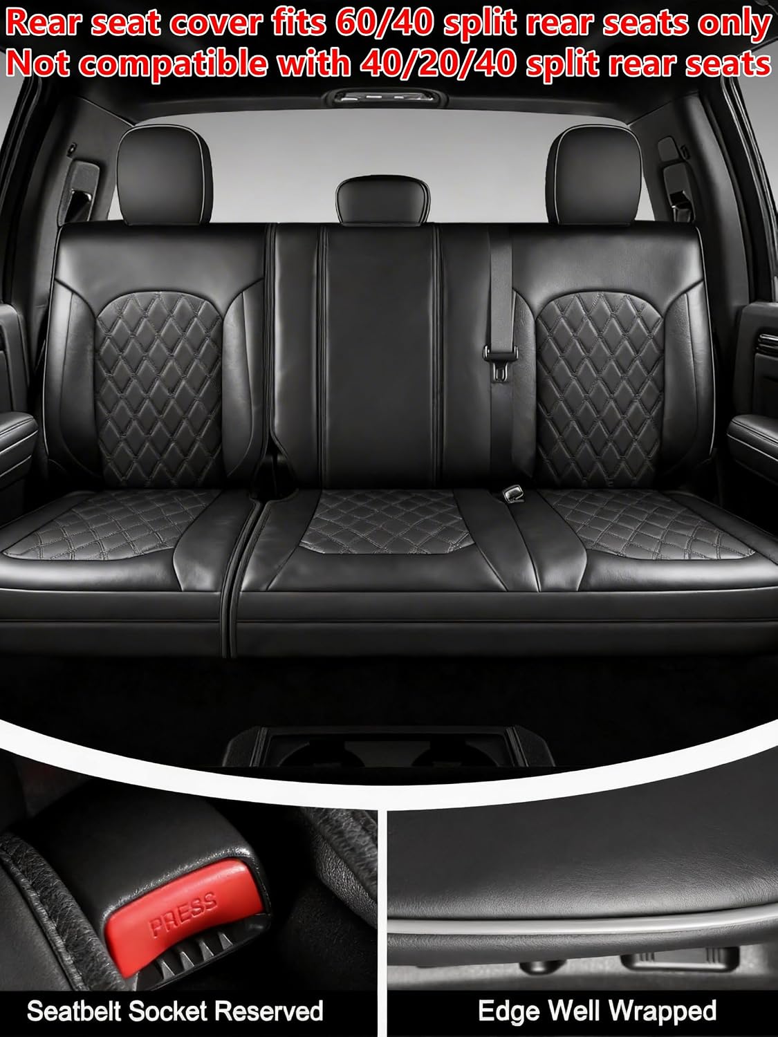 Umbrauto Seat Cover for Chevy Silverado/GMC Sierra 1500 2007-2013&2019-2026,3D Laser-Scan Custom Fit 2500/3500HD 2020-2026 Crew/Double Cab, Nappa Leather, Waterproof, Full Coverage, Airbag Compatible,Black