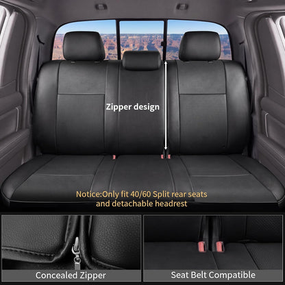 Umbrauto Car Seat Covers for Toyota Tacoma 2005-2015 Double & Crew Cab,Nappa Leather, 3D Laser-Scan Custom Fit, Waterproof, Easy-Clean, Full Coverage, Airbag Compatible, Pet & Scratch Protection