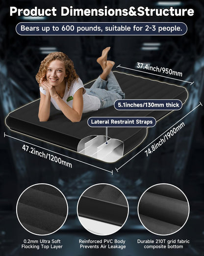 Matelas gonflable épais Umbrauto pour voiture Tesla Y, camping, SUV, noir