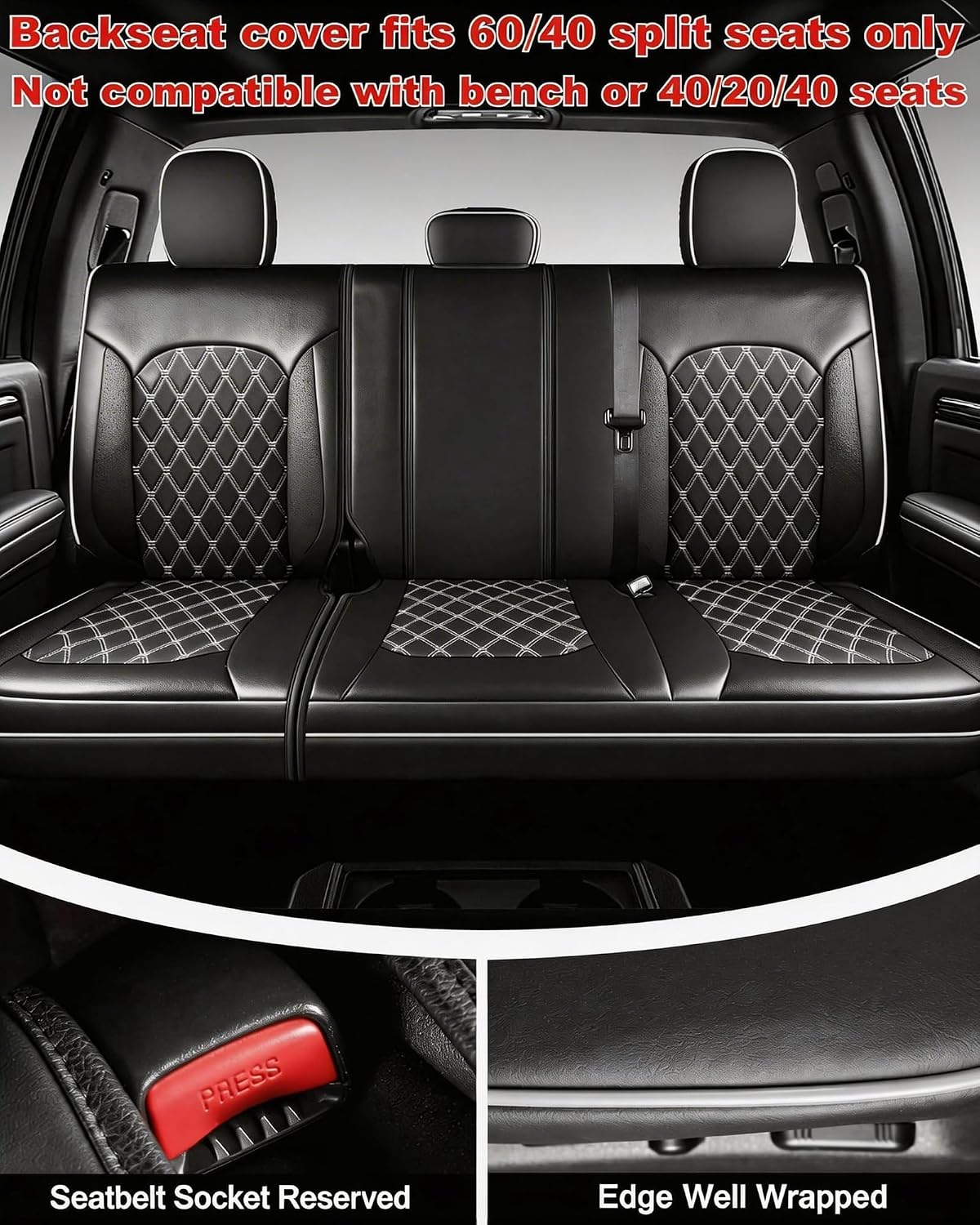 Seat Covers for F150 2015-2026 SuperCrew, 2017-2026 F250/F350/F450 Crew Cab,Nappa Leather, 3D Laser-Scan Custom Fit Super Duty 2017-2026 Crew Cab, Waterproof, Full Coverage, Airbag Compatible,Gray