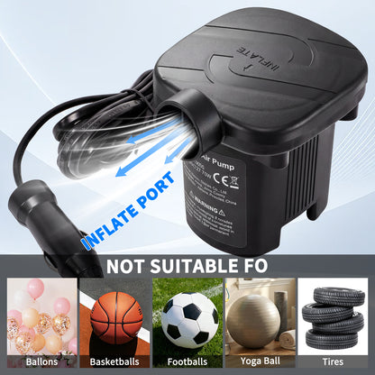 Electric Air Pump for Inflatables,Portable Quick-Fill Air Pump with 3 Nozzles,12V, Inflator & Deflator Pumps for Outdoor Camping, Air Mattress Beds,Boats,Inflatable Cushion,Couch,Pool Floats