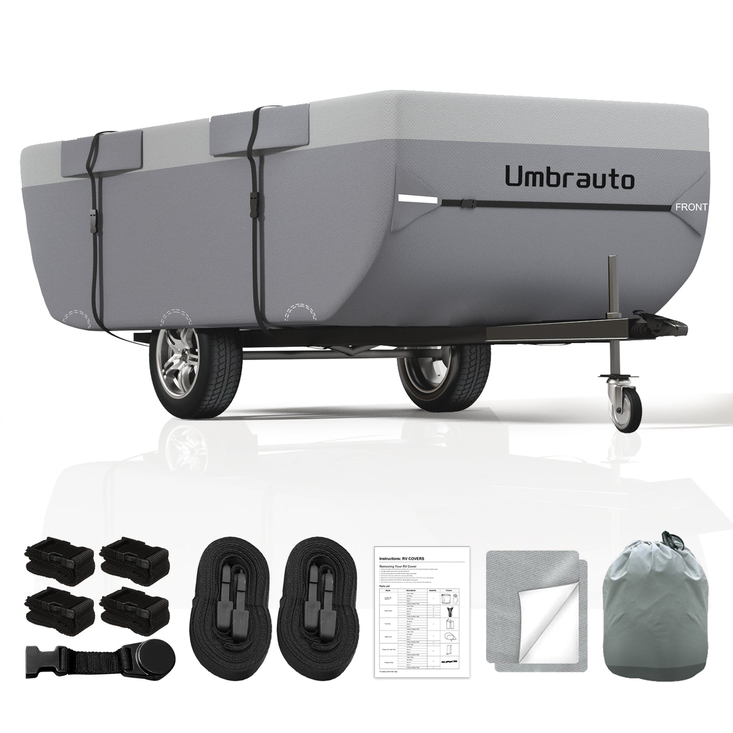 Umbrauto Pop-Up Camper Cover for High-Wall Tent Trailers— Lightweight Waterproof 7-Layer Ripstop, Breathable & Windproof