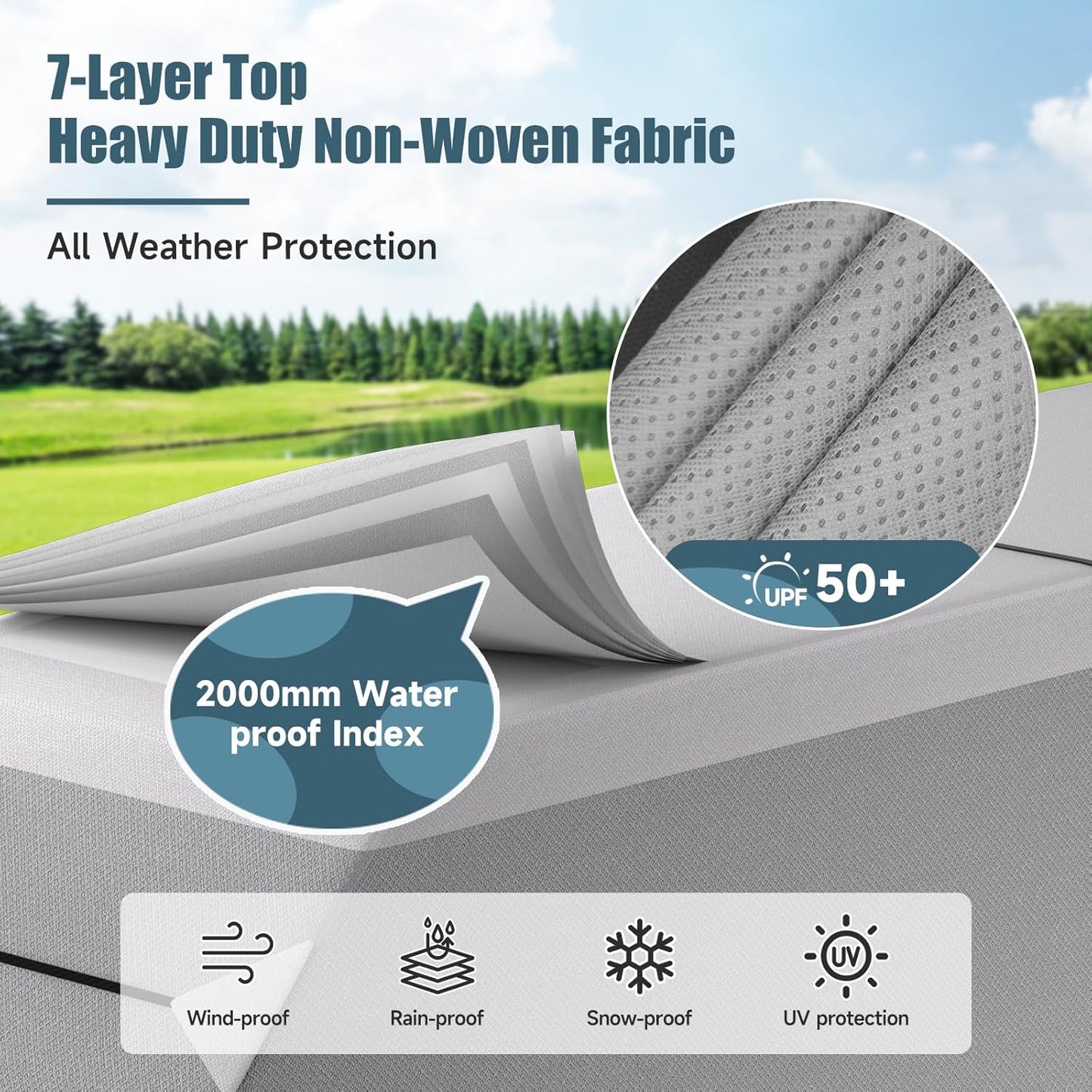 Truck Camper Cover : Slide-in Pickup Truck Trailers RV Cover, Waterproof Cabover Camper Cover, Windproof Straps, Adhesive Patch for All Seasons
