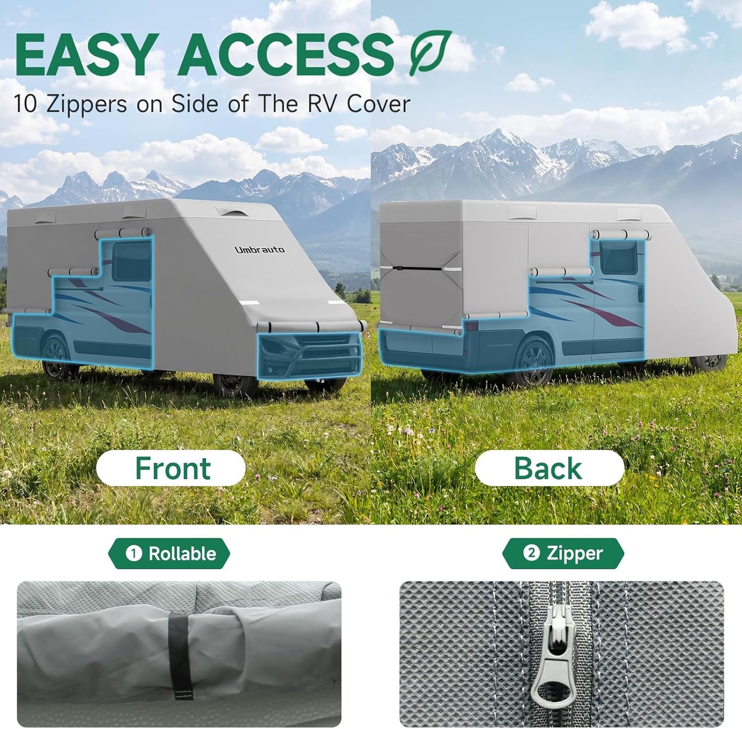 Umbrauto Class B RV Cover, Waterproof Sprinter Van Cover, Lightweight Camper Cover, with Windproof Straps, Winter Campsite