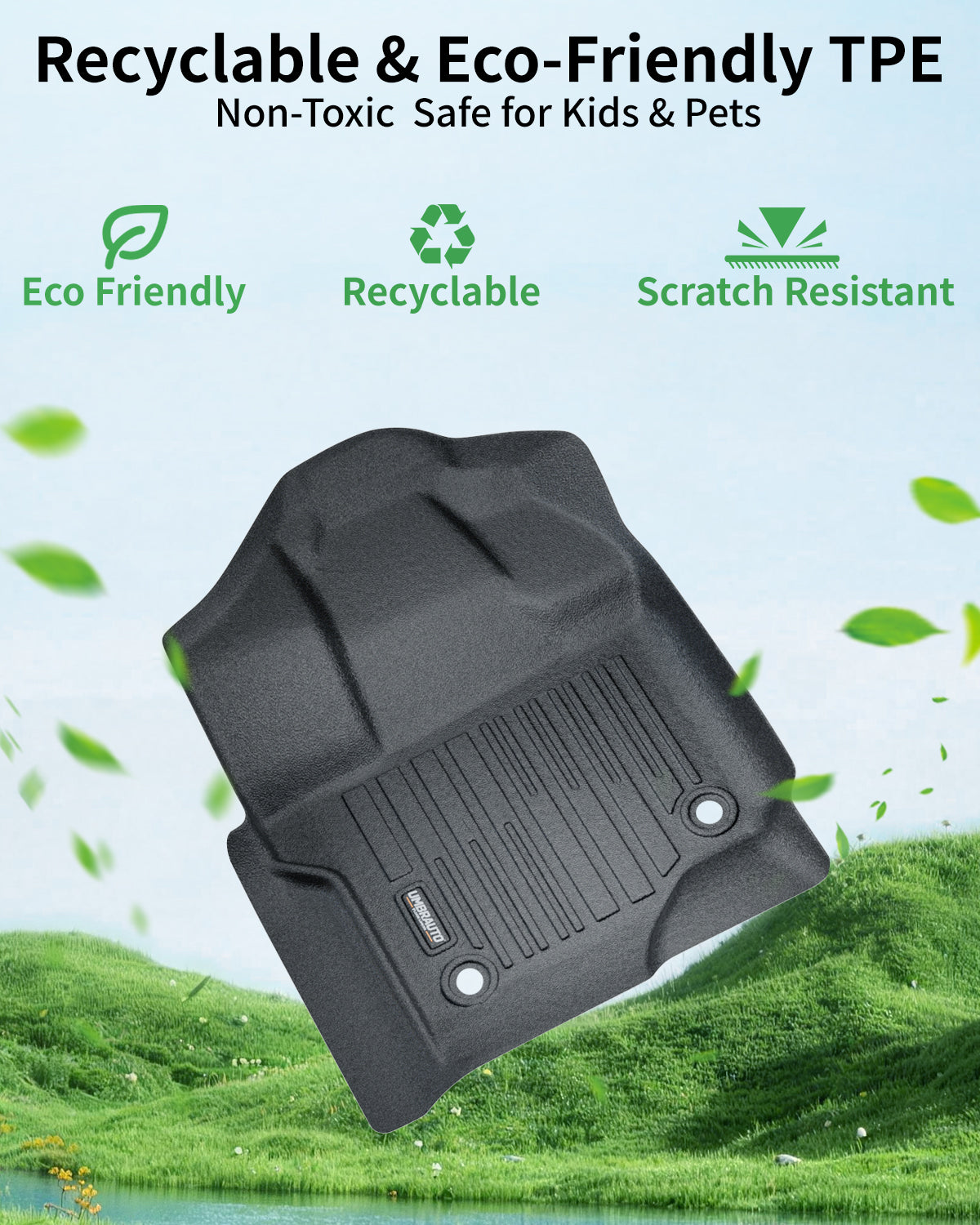 Umbrauto Custom Fit Floor Mats for Ford F150 SuperCab (Extended Cab) 2015-2025 2026 (Not for SuperCrew Cab), All Weather TPE Automotive Pickup Truck Liners for Front & Rear Row