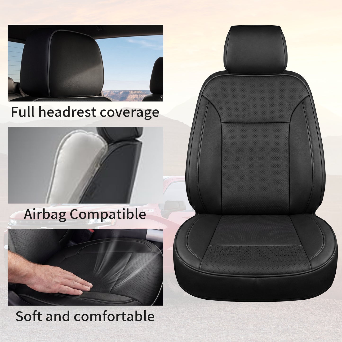 Umbrauto Custom Seat Covers for Silverado and GMC Sierra,Waterproof Nappa Leather Full Set Seatcovers for Chevy Silverado/GMC Sierra 2007-2013 & 2019-2026 1500, 2020-2026 2500HD 3500HD Crew/Double/Extended Cab