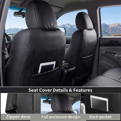 Umbrauto Car Seat Covers for Toyota Tacoma 2005-2015 Double & Crew Cab,Nappa Leather, 3D Laser-Scan Custom Fit, Waterproof, Easy-Clean, Full Coverage, Airbag Compatible, Pet & Scratch Protection