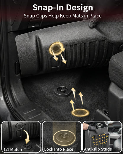 Tapis de sol toutes saisons Umbrauto pour Ford F150 SuperCrew 2015-2025 2026 & Lightning 2022-2026, tapis de sol en TPE sur mesure pour camion, étanches et résistants, couverture complète, arrière sans rangement plat repliable