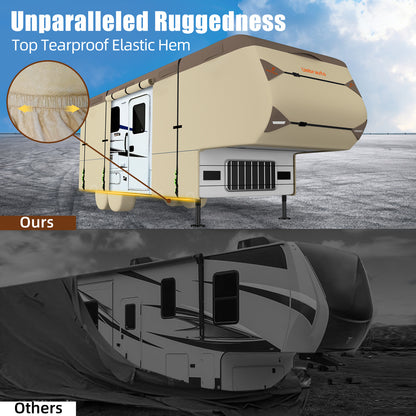 Umbrauto Umbrauto 5th Wheel RV Cover | 7-Layer Waterproof & UV-Proof Camper Trailer Cover with Tire Covers, Tongue Jack Cover & Windproof Ropes