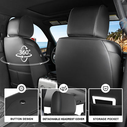 Umbrauto Front Seat Covers for Chevy Silverado/GMC Sierra 1500 2007-2026,Nappa Leather Seatcovers, 3D Laser-Scanned Custom Fit for 2500/3500HD 2007-2026, Waterproof, Full Coverage, Airbag Compatible,Black