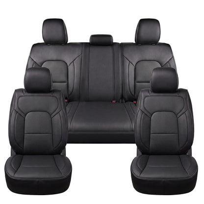 Umbrauto Car Seat Covers for Dodge RAM, Premium Nappa Waterproof Leather Seat Cushion Fits 2009-2026 RAM 1500/2500/3500 Crew Quad Mega Cab with Flat Bench,Full Set, Black