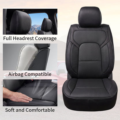 Umbrauto Car Seat Covers for Dodge RAM, Premium Nappa Waterproof Leather Seat Cushion Fits 2009-2026 RAM 1500/2500/3500 Crew Quad Mega Cab with Flat Bench,Full Set, Black