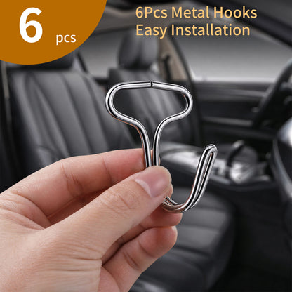 18Pcs Car Seat Cover Hooks Set, Black | 12Pcs Plastic Chucks, 6Pcs Metal Hooks, Plum Plate Locking Clip Fixed Fastener Buckle