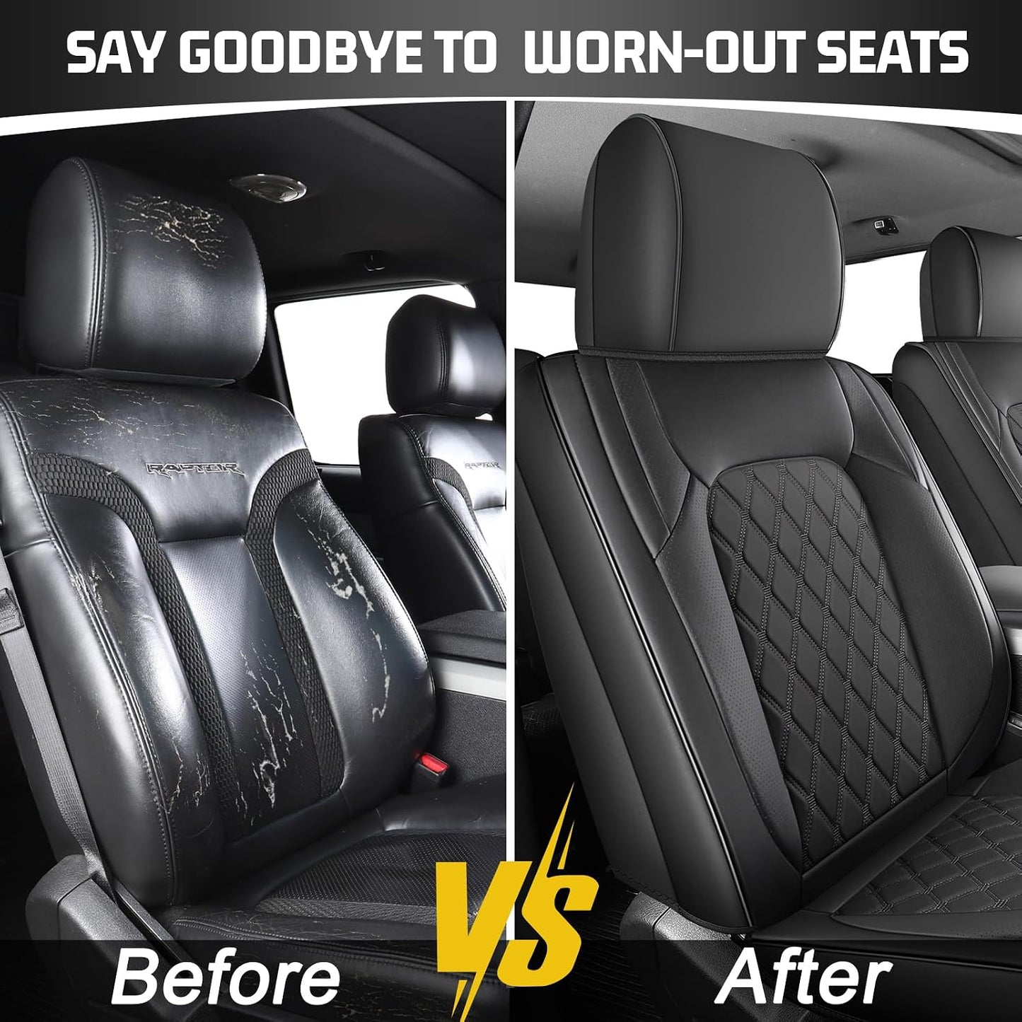 Umbrauto Seat Cover for Chevy Silverado/GMC Sierra 1500 2007-2013&2019-2026,3D Laser-Scan Custom Fit 2500/3500HD 2020-2026 Crew/Double Cab, Nappa Leather, Waterproof, Full Coverage, Airbag Compatible,Black