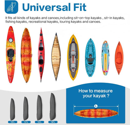 UmbrautoKayak Cover 600D, Waterproof Full Coverage Canoe Cover with Zipper, Kayak Covers for Outdoor Storage, Heavy-Duty UV Protection and Tear & Dust Resistant for  Fishing Boats & Paddle Boards