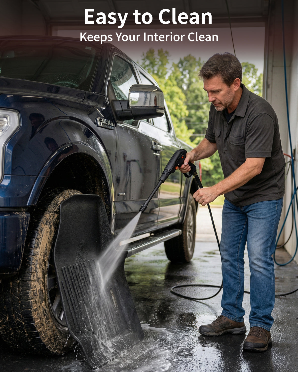 Umbrauto Custom Fit Floor Mats for Ford F150 SuperCab (Extended Cab) 2015-2025 2026 (Not for SuperCrew Cab), All Weather TPE Automotive Pickup Truck Liners for Front & Rear Row