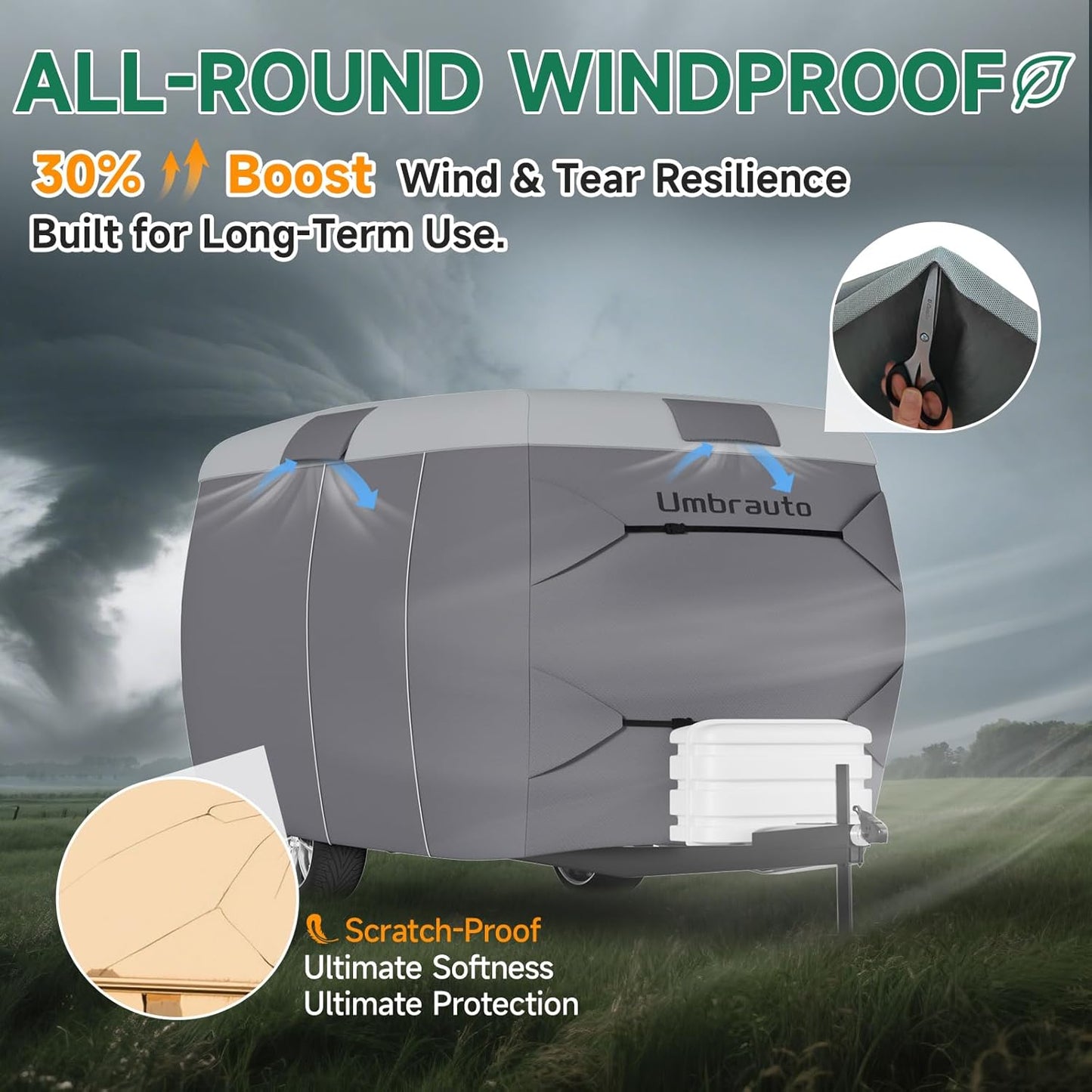 Umbrauto 7 Layers Top Fiberglass Travel Trailer Cover