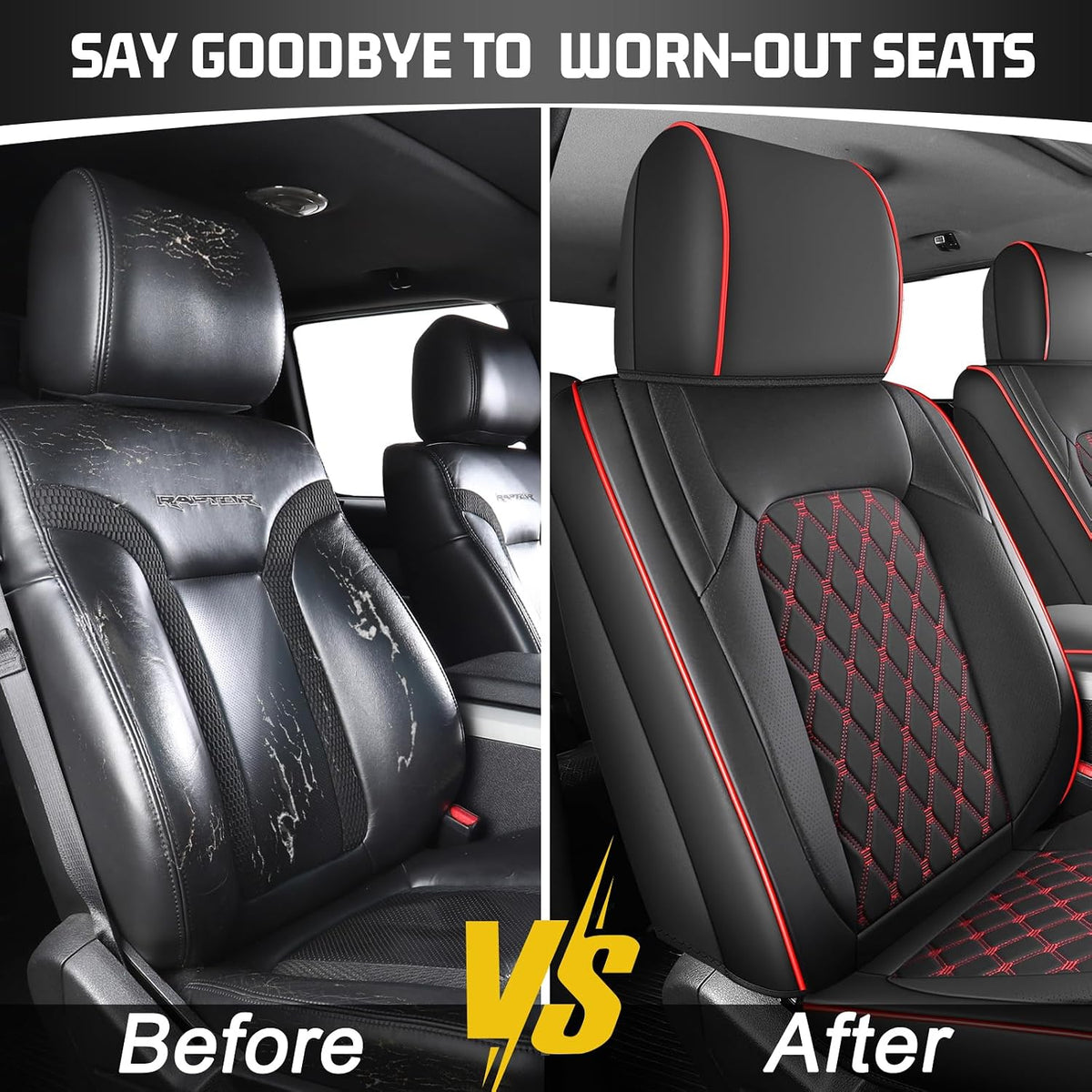 Seat Covers for F150 2015-2026 SuperCrew, 2017-2026 F250/350/450,Crew Cab Nappa Leather, 3D Laser-Scan Custom Fit Super Duty F350/450 2017-2026 Crew Cab, Waterproof, Full Coverage, Airbag Compatible,Red