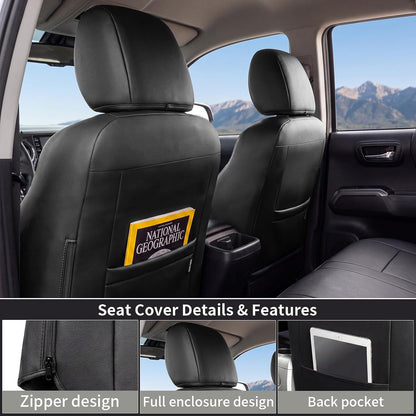 Umbrauto Seat Covers for Toyota Tacoma 2016-2023 Double & Crew Cab,Nappa Leather, 3D Laser-Scan Custom Fit, Waterproof, Easy-Clean, Full Coverage, Airbag Compatible, Pet & Scratch Protection