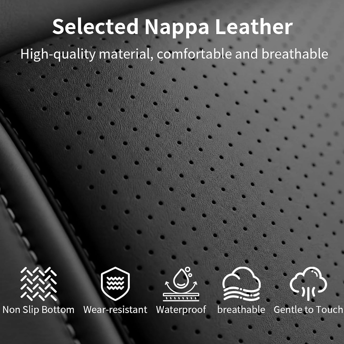 Umbrauto Car Seat Covers for Toyota Tacoma 2005-2015 Double & Crew Cab,Nappa Leather, 3D Laser-Scan Custom Fit, Waterproof, Easy-Clean, Full Coverage, Airbag Compatible, Pet & Scratch Protection