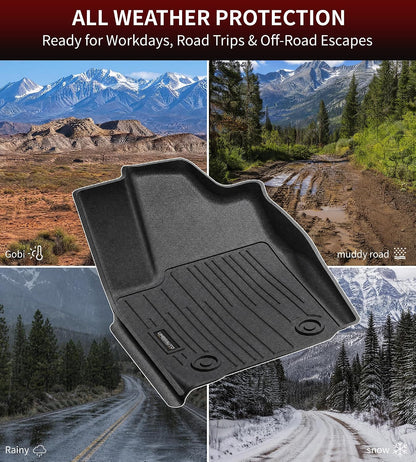 Umbrauto Floor Mats for Toyota Tacoma 2024 2025 2026 Double Cab Auto Tran (Not for Hybrid), All Weather TPE Truck Floor Liners Custom Fit Tacoma TRD/SR/SR5/Limited, 3D Laser Scanned Waterproof Car Rug