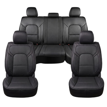 Umbrauto Car Seat Covers for Dodge RAM, Premium Nappa Waterproof Leather Seat Cushion Fits 2009-2026 RAM 1500/2500/3500 Crew Quad Mega Cab with Curved Bench,Full Set, Black