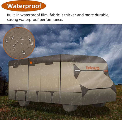 Umbrauto RV Cover Class C Upgraded 7 Layers Anti-UV Top Panel Motorhome Cover，khaki