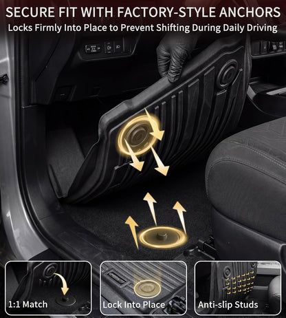 Umbrauto Floor Mats for Toyota Tacoma 2016-2023 Double Cab (Only for Automatic), All Weather TPE Truck Floor Liners Custom Fit Tacoma SR/SR5/TRD/Limited/Trail, Front & Rear 2 Row Waterproof Car Rug
