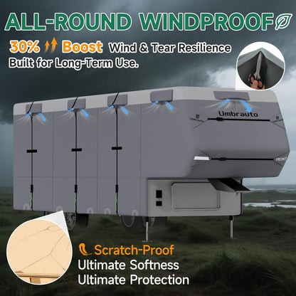 Umbrauto 5th Wheel RV Cover Upgraded 7 Layers Top Anti-UV Waterproof Breathable Camper Covers