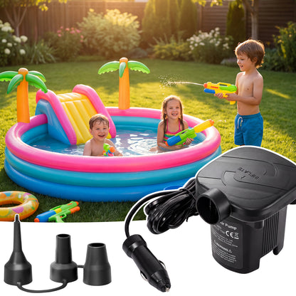 Electric Air Pump for Inflatables,Portable Quick-Fill Air Pump with 3 Nozzles,12V, Inflator & Deflator Pumps for Outdoor Camping, Air Mattress Beds,Boats,Inflatable Cushion,Couch,Pool Floats