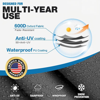 UmbrautoKayak Cover 600D, Waterproof Full Coverage Canoe Cover with Zipper, Kayak Covers for Outdoor Storage, Heavy-Duty UV Protection and Tear & Dust Resistant for  Fishing Boats & Paddle Boards