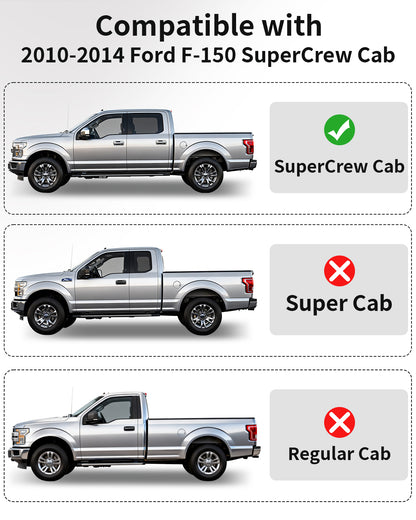 Umbrauto Custom Fit Floor Mats for Ford F150 SuperCrew 2010-2014 (Not for SuperCab or Regular Cab), All Weather TPE Pickup Truck Floor Liners for Front and Rear Row, Durable Non-Slip Automotive Mats