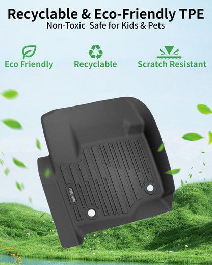 Umbrauto Custom Fit Floor Mats for Ford F250 F350 F450 2017-2025 2026 Super Duty Crew Cab, All Weather Protector TPE Truck Floor Liners for Front Bucket Seats, Rear W/Fold-Flat Storage, Carpet Floor